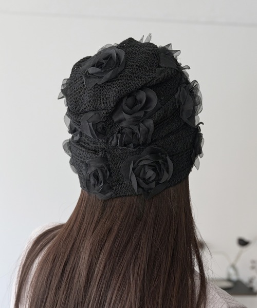 UNE MANSION（ユヌマンション）の「シースルーフラワービーニー（キャップ・レディース・ブラック/ホワイト・ONE SIZE）」の16枚目の写真