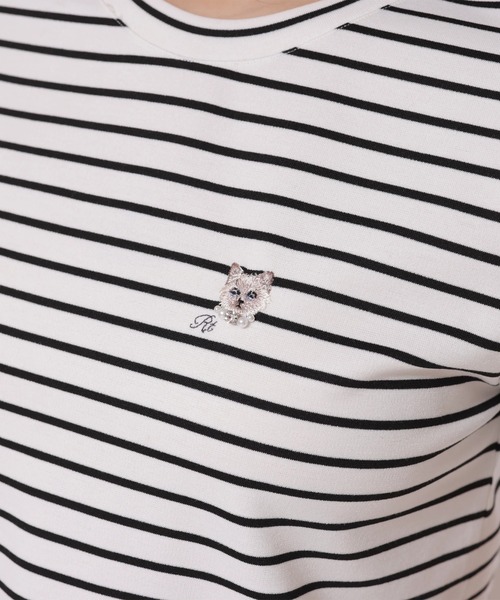 Mimiパール刺繍Tシャツ（Tシャツ/カットソー）｜Rirandture