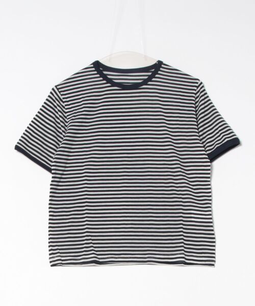 STYLEBLOCK(スタイルブロック)の「シアーボーダークルーネックTシャツ(Tシャツ/カットソー・レディース・ネイビー/ライトブルー/ブラック/ベージュ/ミント・M)」の5枚目の写真