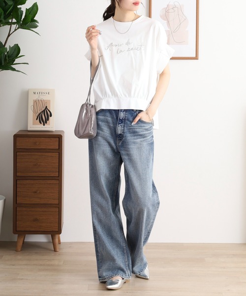 Anna Nicola(アンナニコラ)の「Anna Nicola スパンコールロゴドルマントップス(Tシャツ/カットソー・レディース・オフホワイト/グレー/ネイビー・38)」の17枚目の写真