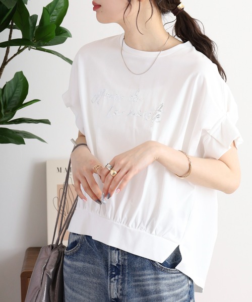 Anna Nicola(アンナニコラ)の「Anna Nicola スパンコールロゴドルマントップス(Tシャツ/カットソー・レディース・オフホワイト/グレー/ネイビー・38)」の14枚目の写真