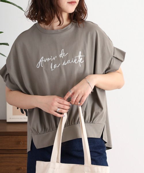 Anna Nicola(アンナニコラ)の「Anna Nicola スパンコールロゴドルマントップス(Tシャツ/カットソー・レディース・オフホワイト/グレー/ネイビー・38)」の18枚目の写真
