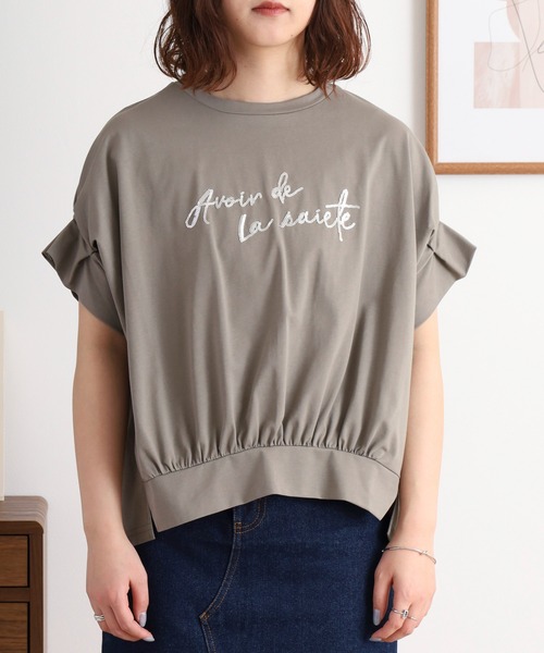 Anna Nicola(アンナニコラ)の「Anna Nicola スパンコールロゴドルマントップス(Tシャツ/カットソー・レディース・オフホワイト/グレー/ネイビー・38)」の4枚目の写真