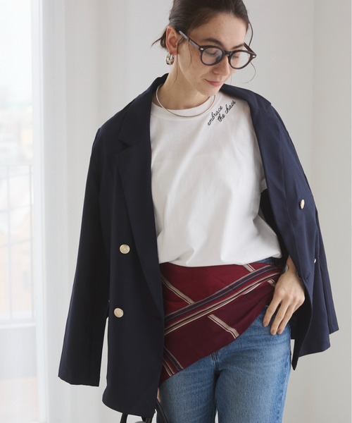 ANGIE(アンジー)の「刺繍 ロゴ Tシャツ (半袖)(Tシャツ/カットソー・レディース・ネイビー/ホワイト/ダークブラウン/ライトベージュ・MEDIUM/LARGE)」の19枚目の写真