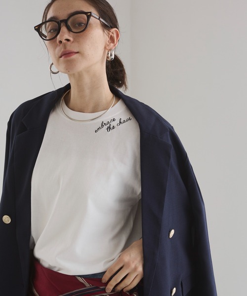 ANGIE(アンジー)の「刺繍 ロゴ Tシャツ (半袖)(Tシャツ/カットソー・レディース・ネイビー/ホワイト/ダークブラウン/ライトベージュ・MEDIUM/LARGE)」の21枚目の写真