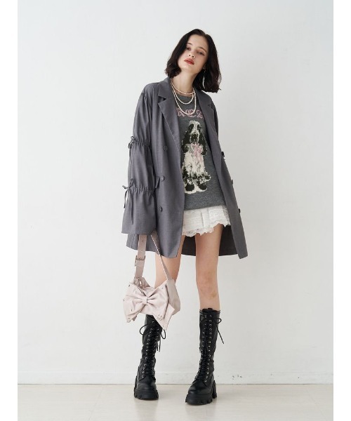 セール】ストレッチレースアップロングブーツ 厚底 靴 冬服（ブーツ