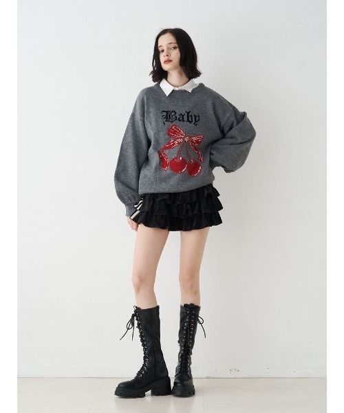 ストレッチレースアップロングブーツ 厚底 靴 秋服（ブーツ）｜jouetie