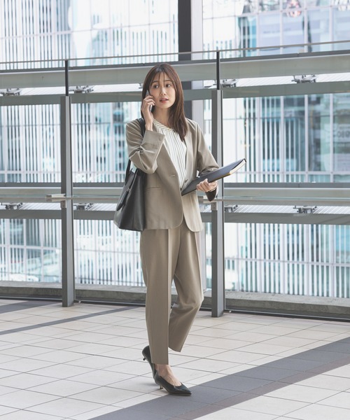 タイユウママ　ウツクシルエットVジャケット+テーパードパンツ GLOBAL WORK｜ウツクシルエットテーパードパンツ/114976