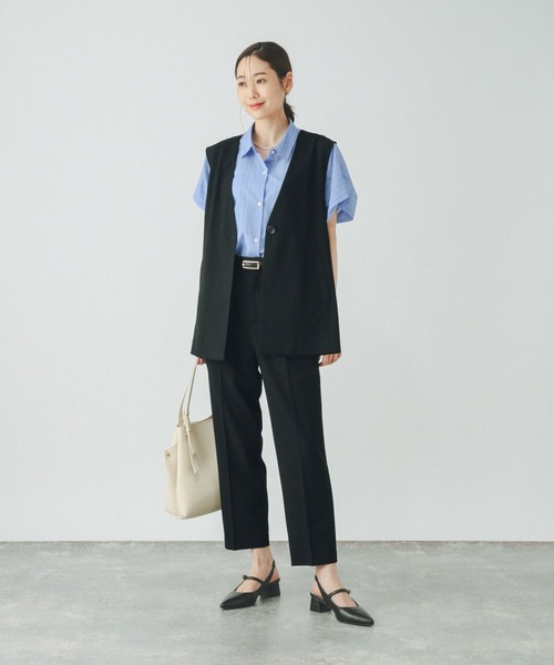 GLOBAL WORK（グローバルワーク）の「ウツクシルエットDRYテーパードパンツ/289056（その他パンツ・レディース・ブルー/ブラック/アイボリー/ライトグレー/ネイビー/モカ/ライトグレー系5・X-SMALL/SMALL/MEDIUM/LARGE/X-LARGE/XX-LARGE）」の18枚目の写真