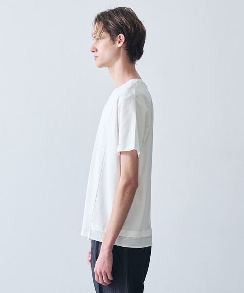 5351 POUR LES HOMMES（ゴーサンゴーイチプールオム）の「ハーフレイヤード 半袖 Tシャツ（Tシャツ/カットソー・メンズ・ホワイト/チャコールグレー・50/48/46/44）」の9枚目の写真