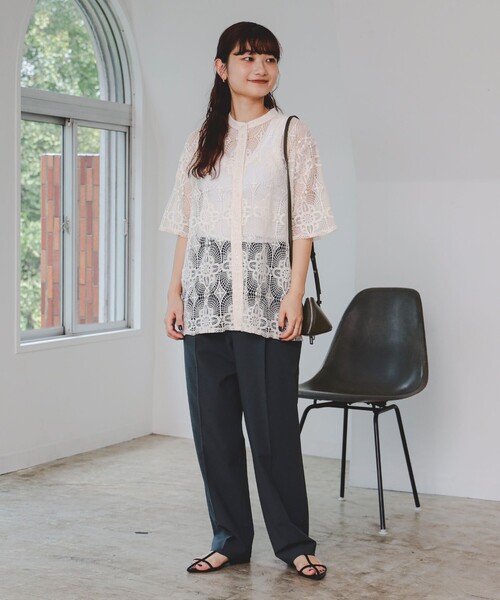 BEAMS HEART（ビームスハート）の「レース ブラウス（シャツ/ブラウス・レディース・ホワイト系その他5/チャコールグレー/オレンジ・FREE）」の4枚目の写真