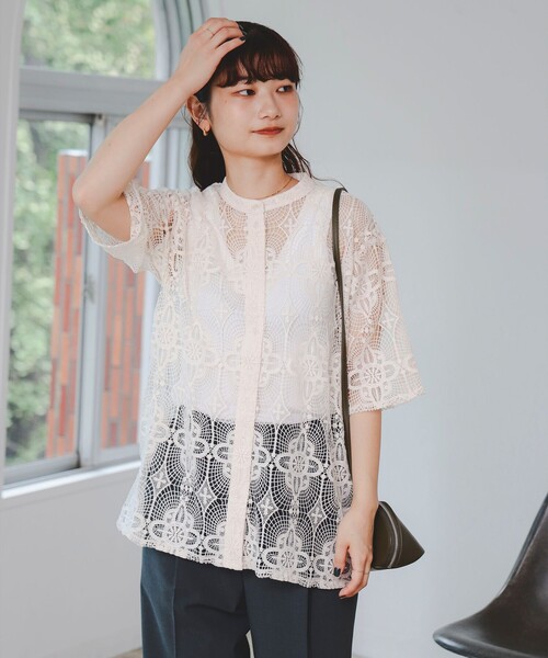 BEAMS HEART（ビームスハート）の「レース ブラウス（シャツ/ブラウス・レディース・ホワイト系その他5/チャコールグレー/オレンジ・FREE）」の6枚目の写真