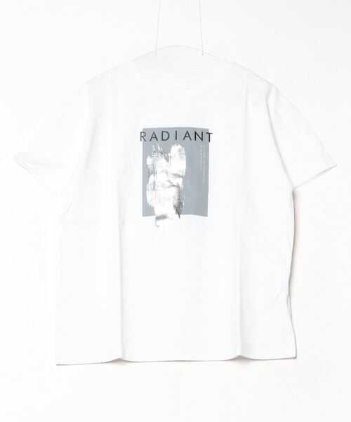 Per sist ence(パーシエンス)の「綿100スクエアプリント箔Tシャツ(Tシャツ/カットソー・レディース・オフホワイト/チャコールグレー/ブラウン・ONE SIZE)」の5枚目の写真