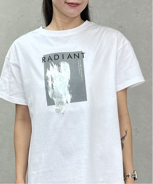 Per sist ence(パーシエンス)の「綿100スクエアプリント箔Tシャツ(Tシャツ/カットソー・レディース・オフホワイト/チャコールグレー/ブラウン・ONE SIZE)」の14枚目の写真