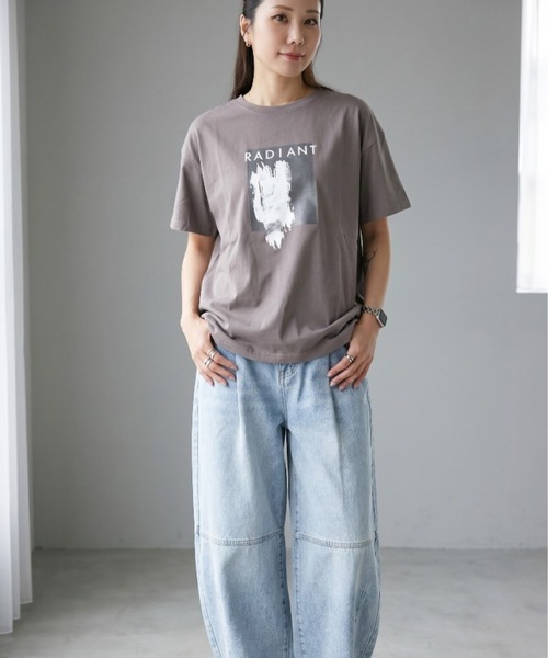 Per sist ence(パーシエンス)の「綿100スクエアプリント箔Tシャツ(Tシャツ/カットソー・レディース・オフホワイト/チャコールグレー/ブラウン・ONE SIZE)」の20枚目の写真