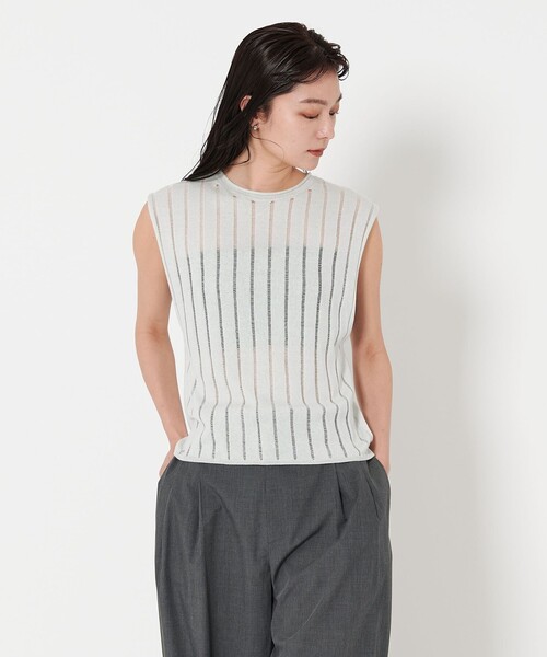 セール】＜MARW UNITED ARROWS＞シアー ストライプ ニット