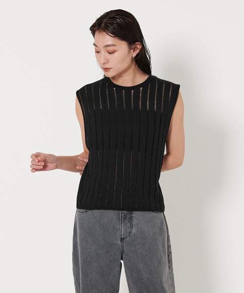 セール】＜MARW UNITED ARROWS＞シアー ストライプ ニット
