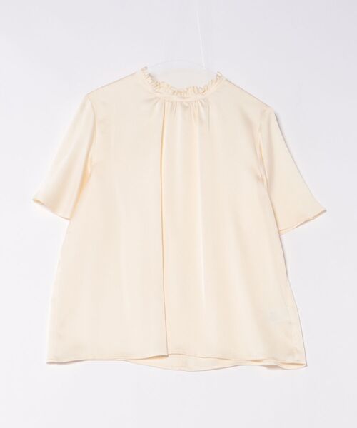 m.f.editorial（エムエフエディトリアル）の「【接触冷感 UVカット イージーケア】m.f.エディトリアルレディース ギャザーネック半袖プルオーバーブラウス（シャツ/ブラウス・レディース・アイボリー/グレー系その他2/ベージュ・MEDIUM/LARGE）」の19枚目の写真