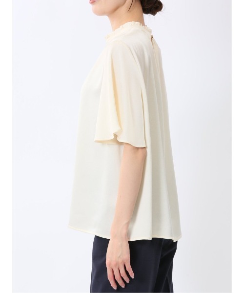 m.f.editorial（エムエフエディトリアル）の「【接触冷感 UVカット イージーケア】m.f.エディトリアルレディース ギャザーネック半袖プルオーバーブラウス（シャツ/ブラウス・レディース・アイボリー/グレー系その他2/ベージュ・MEDIUM/LARGE）」の17枚目の写真