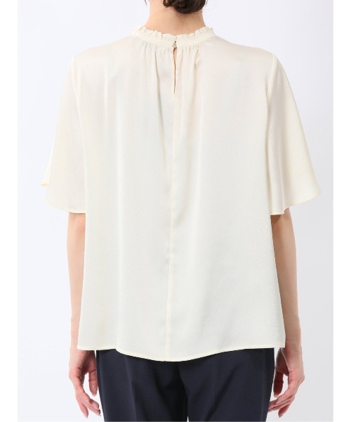 m.f.editorial（エムエフエディトリアル）の「【接触冷感 UVカット イージーケア】m.f.エディトリアルレディース ギャザーネック半袖プルオーバーブラウス（シャツ/ブラウス・レディース・アイボリー/グレー系その他2/ベージュ・MEDIUM/LARGE）」の16枚目の写真