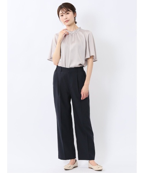 m.f.editorial（エムエフエディトリアル）の「【接触冷感 UVカット イージーケア】m.f.エディトリアルレディース ギャザーネック半袖プルオーバーブラウス（シャツ/ブラウス・レディース・アイボリー/グレー系その他2/ベージュ・MEDIUM/LARGE）」の20枚目の写真