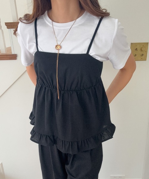 LAUIR（ラウアー）の「リネン混フリルビスチェ+ワイドパンツセット[高身長サイズMT/低身長サイズS有り]（セットアップ・レディース・グレー/ブラック/アイボリー・SMALL/MEDIUM/LARGE/MT）」の8枚目の写真