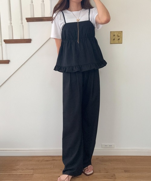 LAUIR（ラウアー）の「リネン混フリルビスチェ+ワイドパンツセット[高身長サイズMT/低身長サイズS有り]（セットアップ・レディース・グレー/ブラック/アイボリー・SMALL/MEDIUM/LARGE/MT）」の10枚目の写真