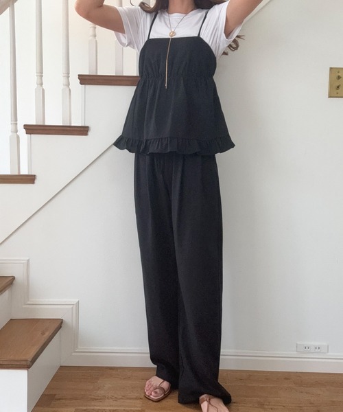 LAUIR（ラウアー）の「リネン混フリルビスチェ+ワイドパンツセット[高身長サイズMT/低身長サイズS有り]（セットアップ・レディース・グレー/ブラック/アイボリー・SMALL/MEDIUM/LARGE/MT）」の11枚目の写真