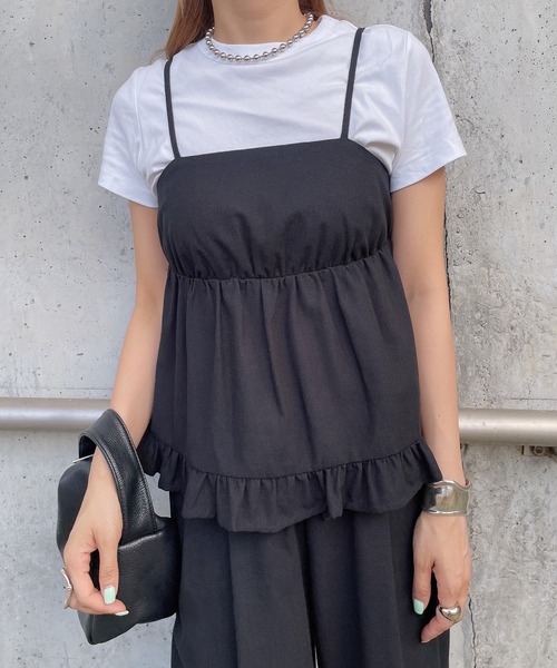 LAUIR（ラウアー）の「リネン混フリルビスチェ+ワイドパンツセット[高身長サイズMT/低身長サイズS有り]（セットアップ・レディース・グレー/ブラック/アイボリー・SMALL/MEDIUM/LARGE/MT）」の15枚目の写真