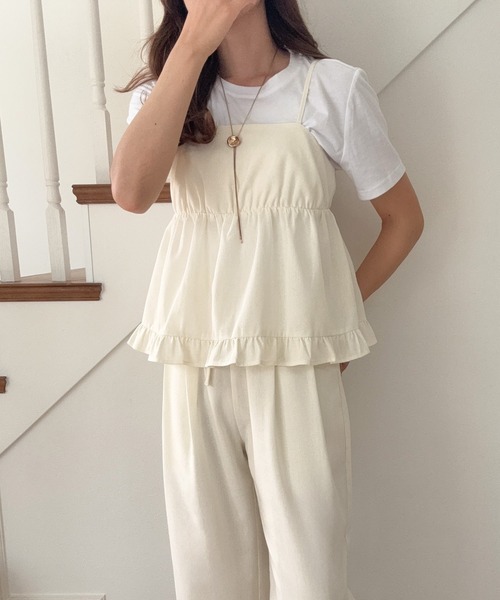 LAUIR（ラウアー）の「リネン混フリルビスチェ+ワイドパンツセット[高身長サイズMT/低身長サイズS有り]（セットアップ・レディース・グレー/ブラック/アイボリー・SMALL/MEDIUM/LARGE/MT）」の18枚目の写真
