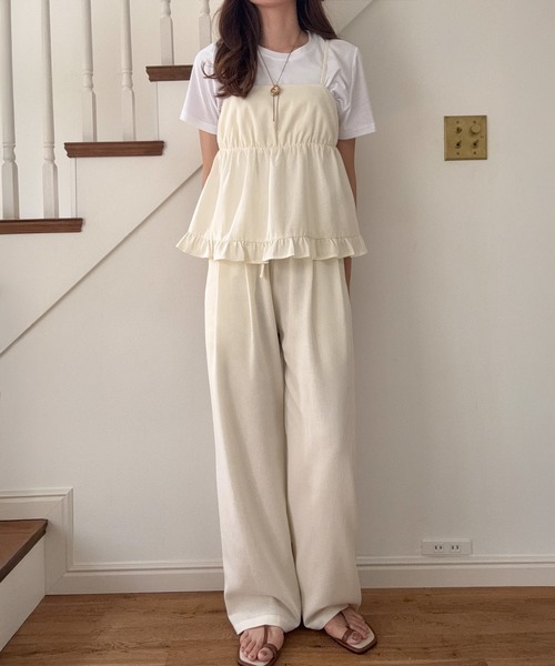 LAUIR（ラウアー）の「リネン混フリルビスチェ+ワイドパンツセット[高身長サイズMT/低身長サイズS有り]（セットアップ・レディース・グレー/ブラック/アイボリー・SMALL/MEDIUM/LARGE/MT）」の21枚目の写真