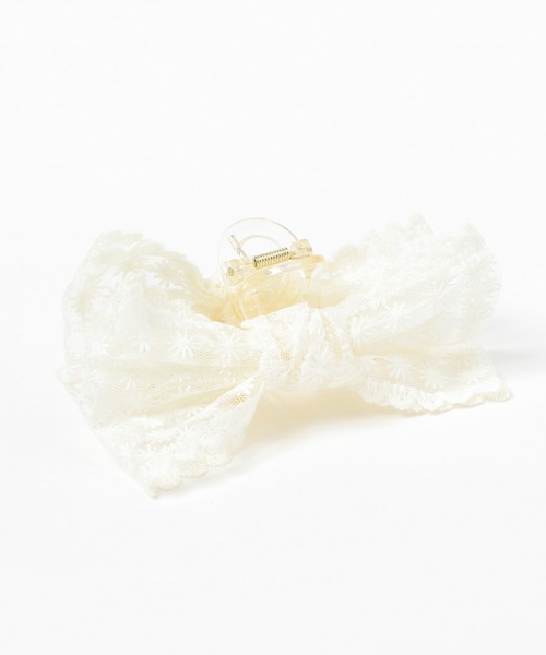 GLOBAL WORK（グローバルワーク）の「刺繍リボンバンス/494028（バレッタ/ヘアクリップ・レディース・ブラック/オフホワイト・ONE SIZE）」の2枚目の写真