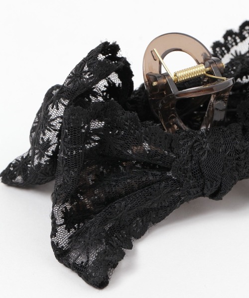 GLOBAL WORK（グローバルワーク）の「刺繍リボンバンス/494028（バレッタ/ヘアクリップ・レディース・ブラック/オフホワイト・ONE SIZE）」の5枚目の写真