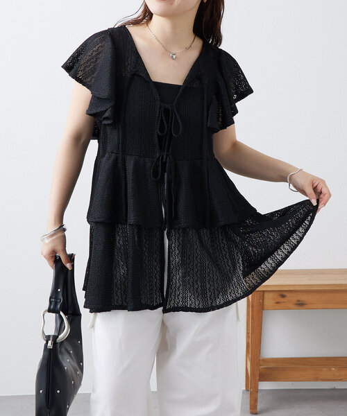 mystic（ミスティック）の「ペプラムリボンチュニック（チュニック・レディース・ブラック/オフホワイト/ブラウン/イエロー・FREE）」の22枚目の写真