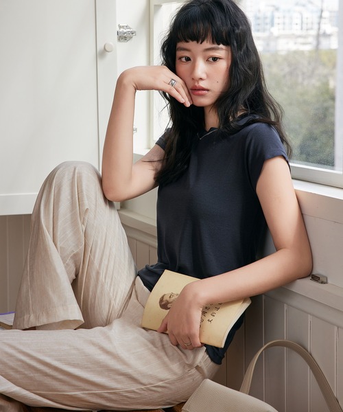 MAISON DE THERESE（メゾン ド テレーズ）の「クルーネック 半袖Tシャツ（Tシャツ/カットソー・レディース・ブラック/アイボリー/ブルー/グレー・M/L）」の18枚目の写真