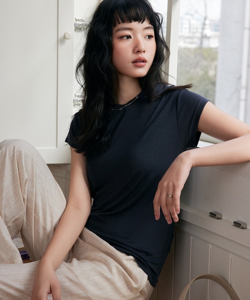 MAISON DE THERESE（メゾン ド テレーズ）の「クルーネック 半袖Tシャツ（Tシャツ/カットソー・レディース・ブラック/アイボリー/ブルー/グレー・M/L）」の19枚目の写真