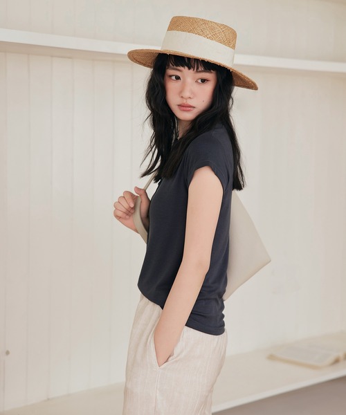 MAISON DE THERESE（メゾン ド テレーズ）の「クルーネック 半袖Tシャツ（Tシャツ/カットソー・レディース・ブラック/アイボリー/ブルー/グレー・M/L）」の9枚目の写真