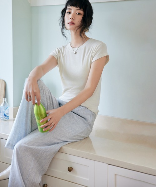 MAISON DE THERESE（メゾン ド テレーズ）の「クルーネック 半袖Tシャツ（Tシャツ/カットソー・レディース・ブラック/アイボリー/ブルー/グレー・M/L）」の14枚目の写真