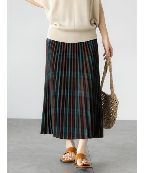 Lugnoncure（ルノンキュール）の「【選べる着丈】無地/柄アソートプリーツスカート（スカート・レディース・ブラウン/ブラック/チャコールグレー/グレー・ﾌﾘｰ(M)/ﾌﾘｰ(L)）」の4枚目の写真