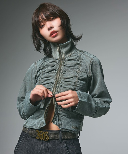 売切れ前に X-girl SHIRRING SHIRT JACKET 幅広いシーンで大活躍 SHIRRING SHIRT JACKET（ブルゾン）｜X-girl（エックスガール