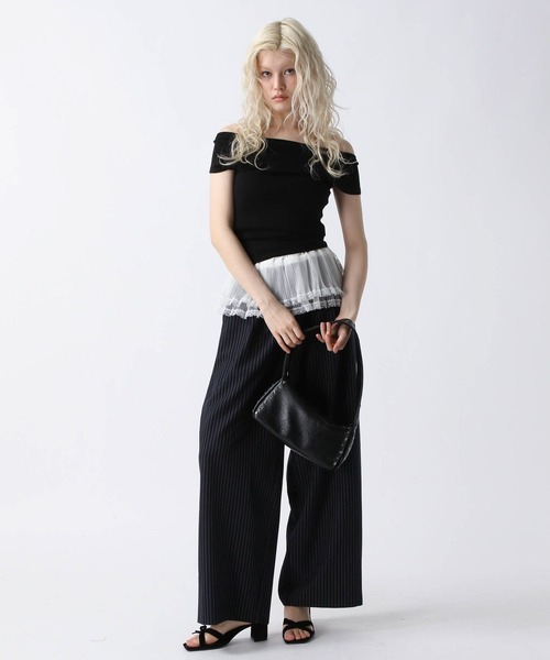 FOREVER 21（フォーエバー トゥエンティーワン）の「【2025SS】ストライプスラックス（スラックス・レディース・ネイビー/グレー・MEDIUM/SMALL）」の3枚目の写真