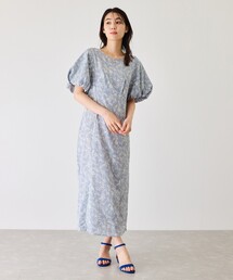 花柄バルーン袖ワンピース
