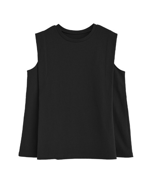 Re:EDIT(リエディ)の「二の腕すっきり見え 綿100% ショルダータックノースリーブTシャツ(Tシャツ/カットソー・レディース・ブラック/オフホワイト/チャコールグレー・MEDIUM/LARGE)」の14枚目の写真