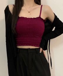 [NARULA/ナルラ]カップ付き シャーリング ビスチェトップ キャミソール(CZ)