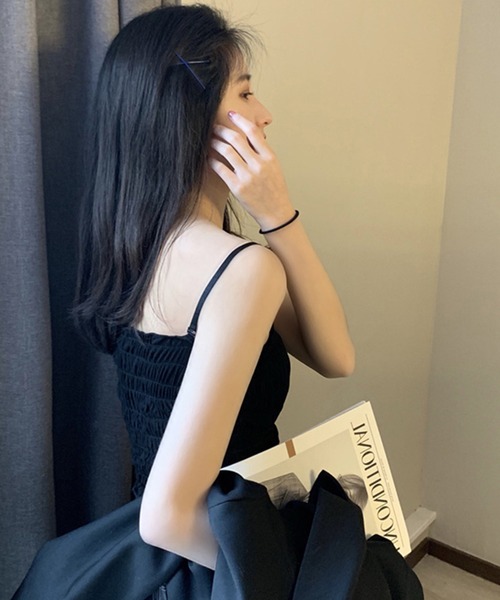VIBGYOR（ヴィブジョー）の「[NARULA/ナルラ]カップ付き シャーリング ビスチェトップ キャミソール(CZ)（キャミソール・レディース・ワイン/ブラック/グレー/ブラウン/ホワイト/グリーン・FREE）」の20枚目の写真