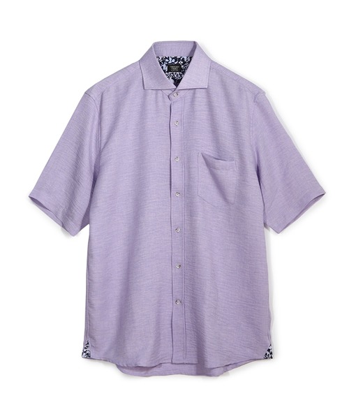 CROWDED CLOSET（クラウデッドクローゼット）の「ホリゾンタルカラーメランジソフトワッシャーハーフスリーブシャツ（シャツ/ブラウス・メンズ・ブルー/ホワイト/ネイビー/ラベンダー・02/03/04）」の4枚目の写真