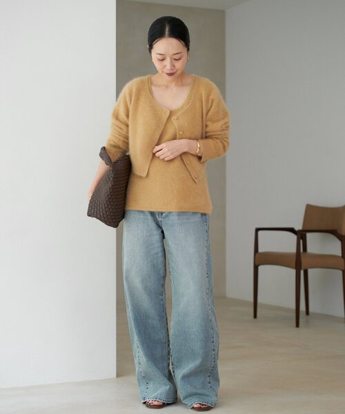 【オシャレ☆人気☆plage】ベージュ　デニムパンツ　サイズ34 REMAKE WIDE DENIM パンツ（デニムパンツ・ジーンズ）｜Plage
