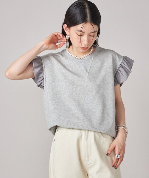tシャツ SHIPS NINE CASE:「手洗い可能」ミニ 裏毛 フリル カットソー レディース 予約》SHIPS NINE CASE:〈手洗い可能〉ミニ 裏毛 フリル