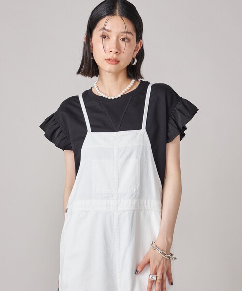 SHIPS(シップス)の「SHIPS NINE CASE:〈手洗い可能〉ミニ 裏毛 フリル カットソー(Tシャツ/カットソー・レディース・ブラック/ライトグレー・ONE SIZE)」の1枚目の写真