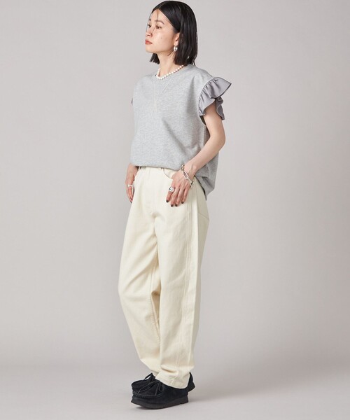 SHIPS(シップス)の「SHIPS NINE CASE:〈手洗い可能〉ミニ 裏毛 フリル カットソー(Tシャツ/カットソー・レディース・ブラック/ライトグレー・ONE SIZE)」の5枚目の写真